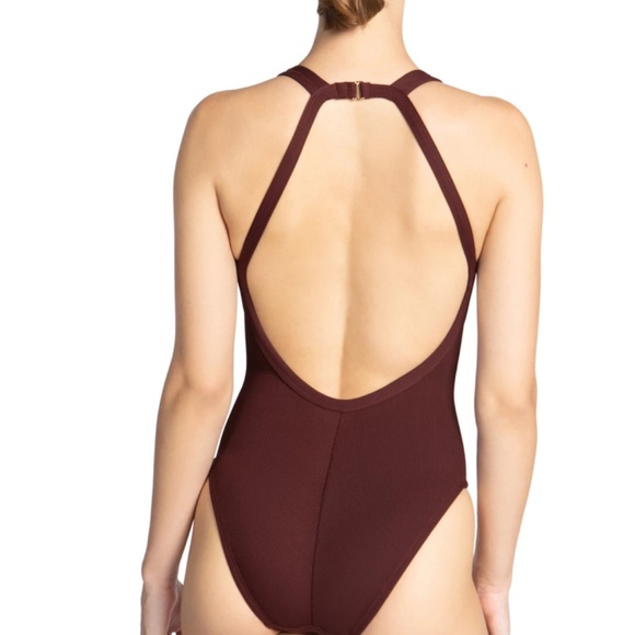 ROBIN PICCONE Amy one piece Swimsuit, Size 6, Allspice Burgundy, NWT - Picture 2 of 7